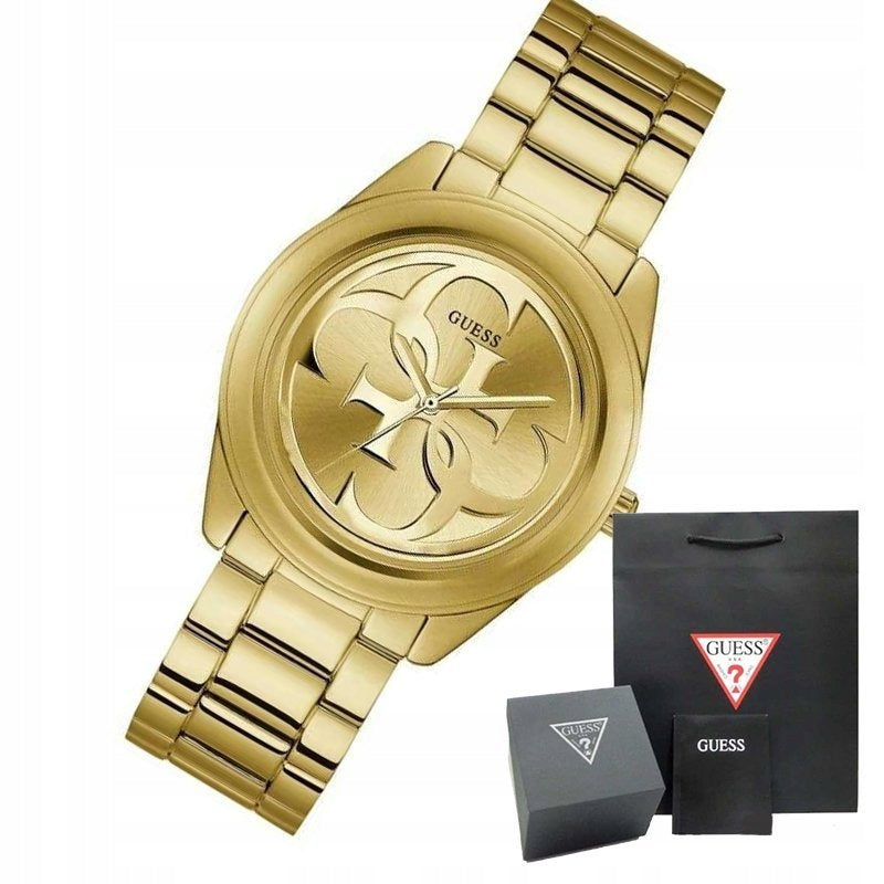 Guess G-Twist Gold Dial Gold Steel Strap Watch for Women - W1082L2