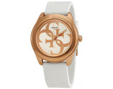 Guess G Twist White & Gold Dial White Silicone Strap Watch For Women - W0911L5