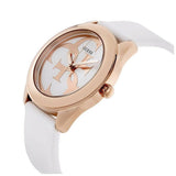 Guess G Twist White & Gold Dial White Silicone Strap Watch For Women - W0911L5