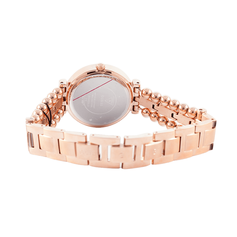 Guess Gala Diamonds Silver Dial Gold Steel Strap Watch for Women - GW0401L3