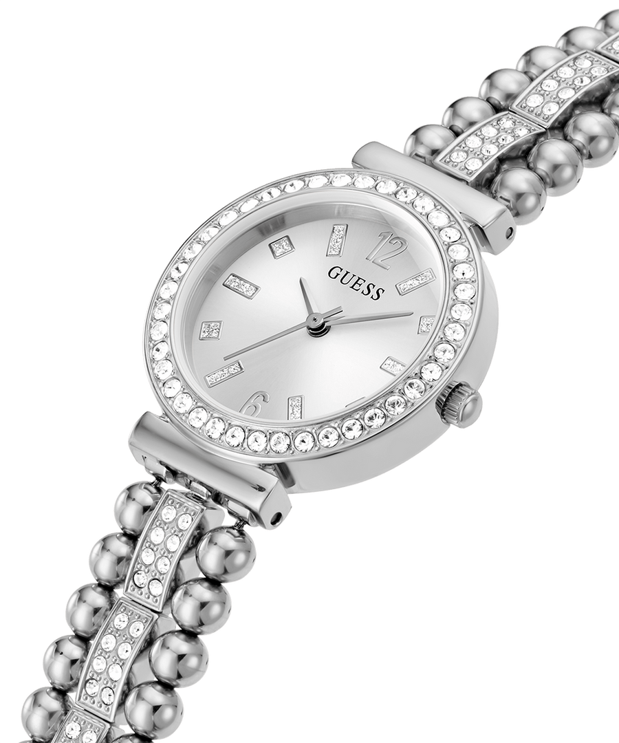 Guess Gala Diamonds Silver Dial Silver Steel Strap Watch for Women - GW0401L1