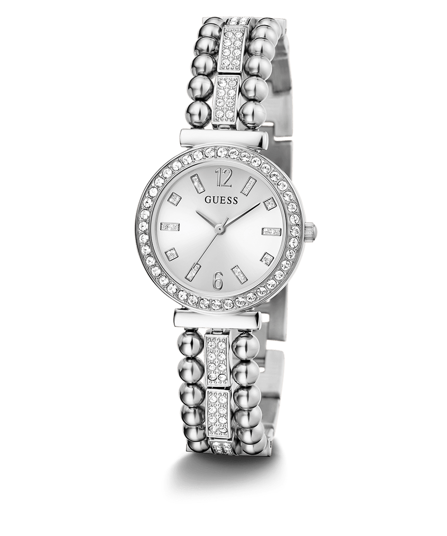 Guess Gala Diamonds Silver Dial Silver Steel Strap Watch for Women - GW0401L1