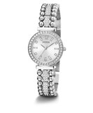 Guess Gala Diamonds Silver Dial Silver Steel Strap Watch for Women - GW0401L1