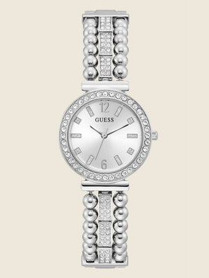 Guess Gala Diamonds Silver Dial Silver Steel Strap Watch for Women - GW0401L1
