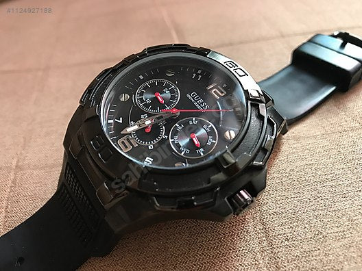 Guess Genesis Quartz Black Dial Black Silicone Strap Watch For Men - W1254G2
