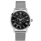 Guess Delancey Black Dial Silver Mesh Bracelet Watch for Men - W0871G1