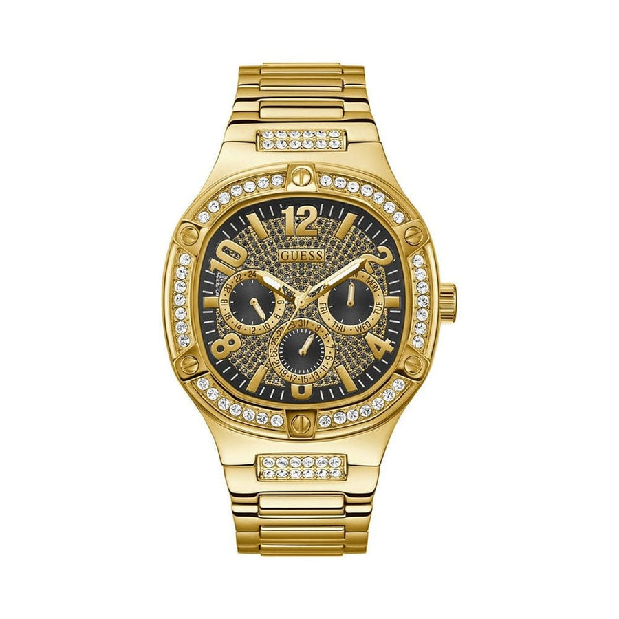 Guess Duke Glitz Crystals Gold Dial Gold Steel Strap Watch For Men - GW0576G2
