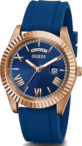 Guess Connoisseur Blue Dial Blue Silicone Strap Watch For Men - GW0335G2