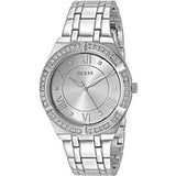 Guess Cosmo Diamonds Silver Dial Silver Steel Strap Watch For Women - GW0033L1