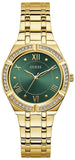 Guess Cosmo Diamonds Green Dial Gold Steel Strap Watch for Women - GW0033L8