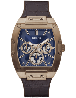 Guess Phoenix Multifunction Blue Dial Brown Leather Strap Watch for Men - GW0202G2