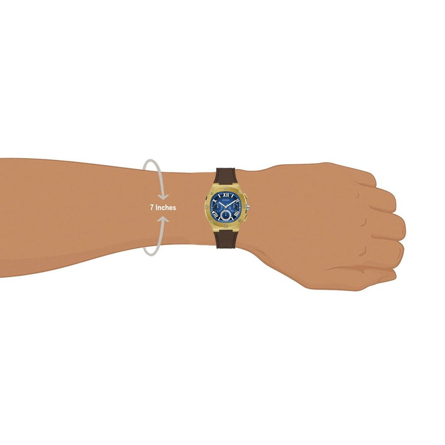 Guess Headline Chronograph Blue Dial Brown Silicone Strap Watch For Men - GW0571G5