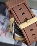 Guess Headline Chronograph Blue Dial Brown Silicone Strap Watch For Men - GW0571G5