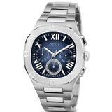 Guess Headliner Multifunction Blue Dial Silver Steel Strap Watch For Men - GW0572G1