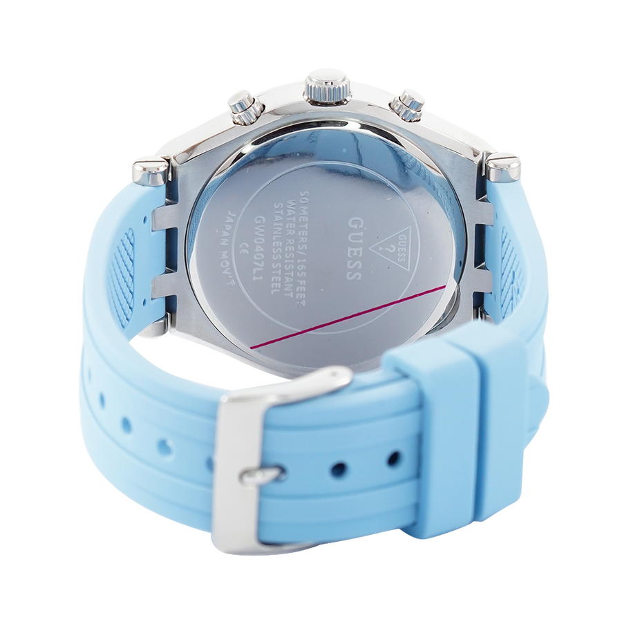 Guess Heiress Diamonds Blue Dial Blue Rubber Strap Watch for Women - GW0407L1