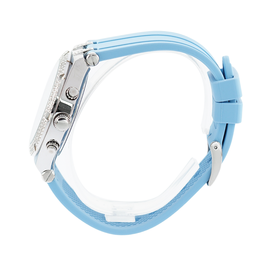 Guess Heiress Diamonds Blue Dial Blue Rubber Strap Watch for Women - GW0407L1