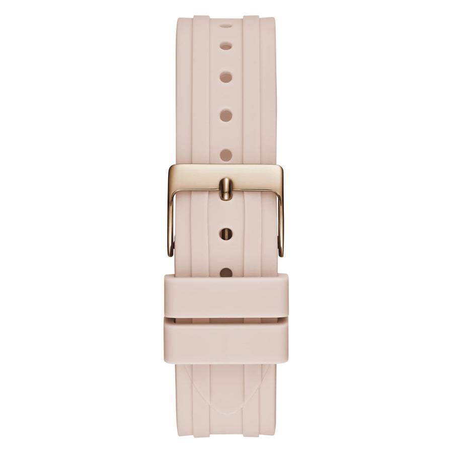 Guess Heiress Diamonds Rose Gold Dial Pink Rubber Strap Watch for Women - GW0407L3