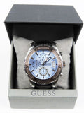 Guess Pinnacle Chronograph Quartz Blue Dial Brown Leather Strap Watch For Men - W0673G1