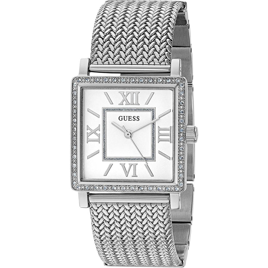 Guess Highline White Dial Silver Mesh Bracelet Watch For Women - W0826L1