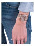 Guess Iconic Diamonds Rose Gold Dial Rose Gold Mesh Bracelet Watch For Women - GW0477L3