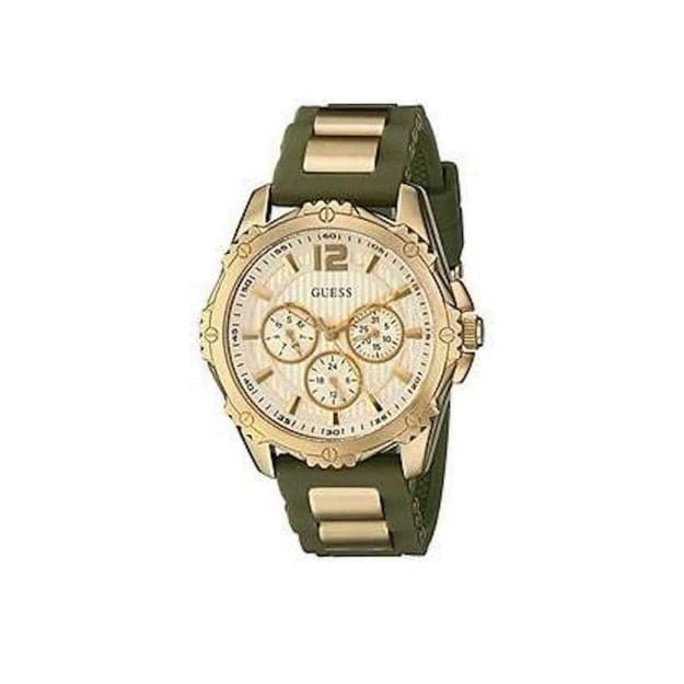 Guess Interpid 2 Golden Dial Two Tone Silicon Strap Watch For Women - W0325L5