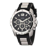 Guess Intrepid Chronograph Black Dial Two Tone Steel Strap Watch for Men - W0167G1