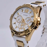 Guess Intrepid White Dial Two Tone Silicone Strap Watch For Women - W0325L2