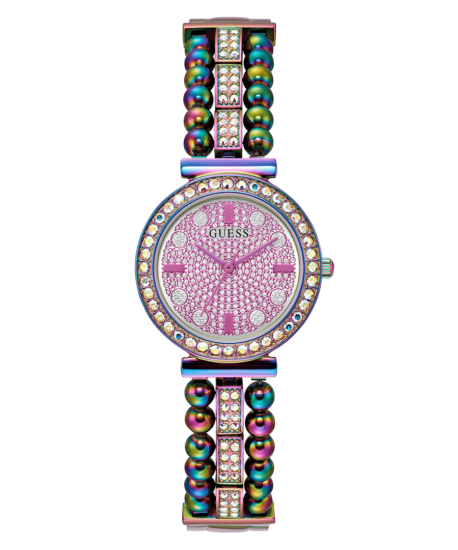 Guess Intricate Iridescent Crystals Purple Dial Purple Steel Strap Watch for Women - GW0401L4
