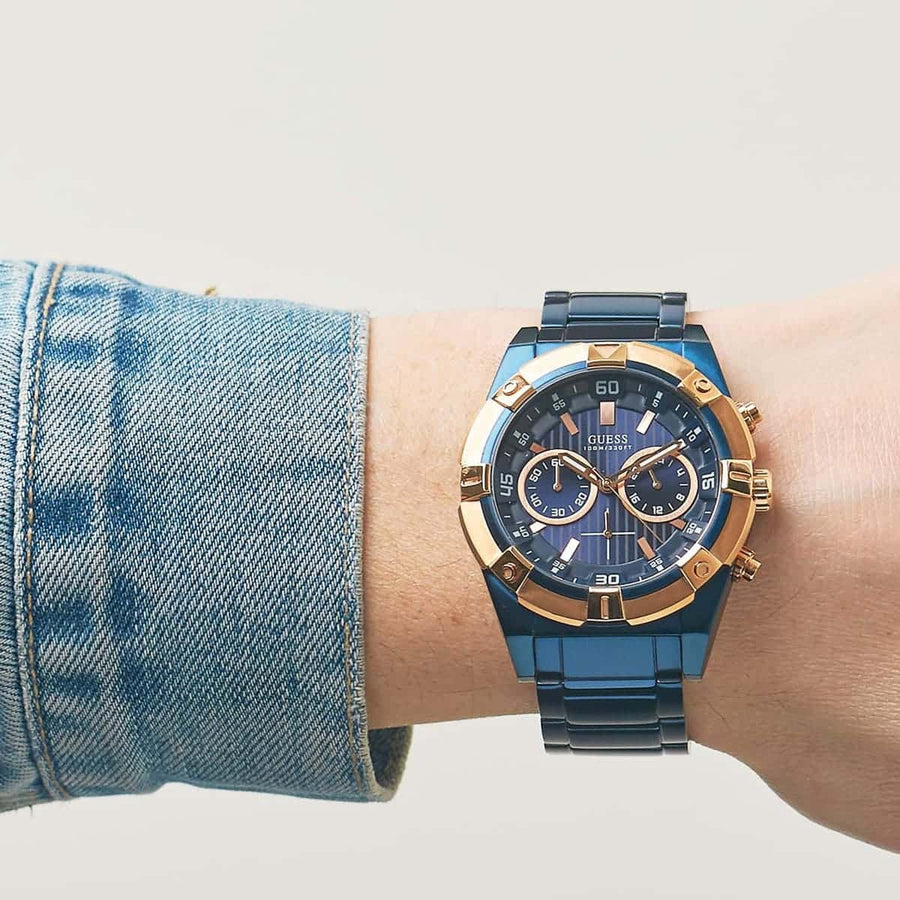 Guess Jolt Analog Blue Dial Blue Steel Strap Watch for Men - W0377G4