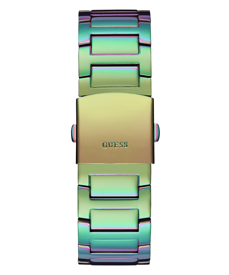 Guess King Iridescent Multifunction Multicolor Dial Purple Steel Strap Watch For Men - GW0497G3