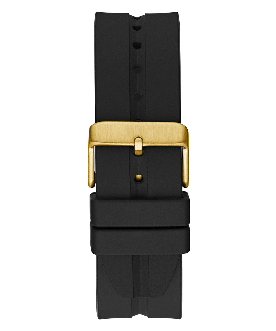 Guess King Quartz Crystals Gold Dial Black Silicone Strap Watch For Men - GW0537G2