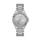 Guess Frontier Diamonds Silver Dial Silver Steel Strap Watch For Women - W1156L1