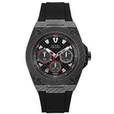 Guess Legacy Black Dial Black Rubber Strap Watch For Men - W1048G2