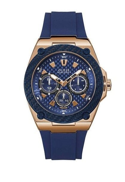 Guess Legacy Blue Dial Blue Silicone Strap Watch For Men - W1049G2
