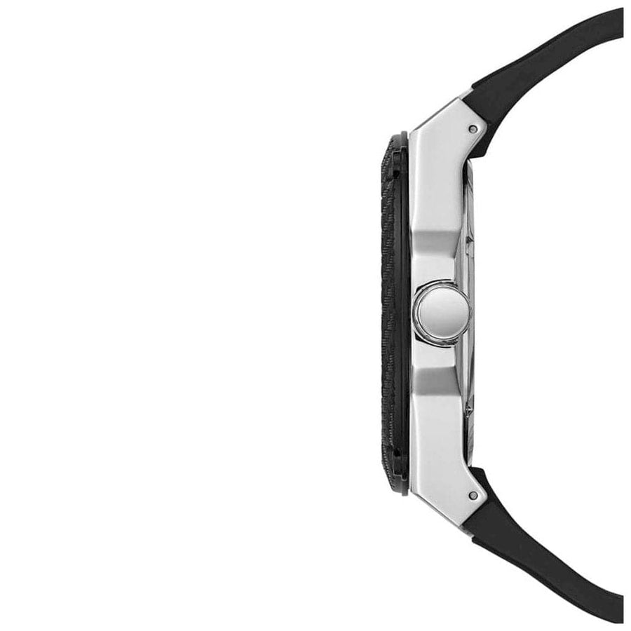 Guess Legacy White Dial Black Rubber Strap Watch For Men - W1049G3