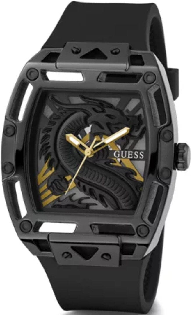 Guess Legend Analog Black Dial Black Rubber Strap Watch For Men - GW0648G1