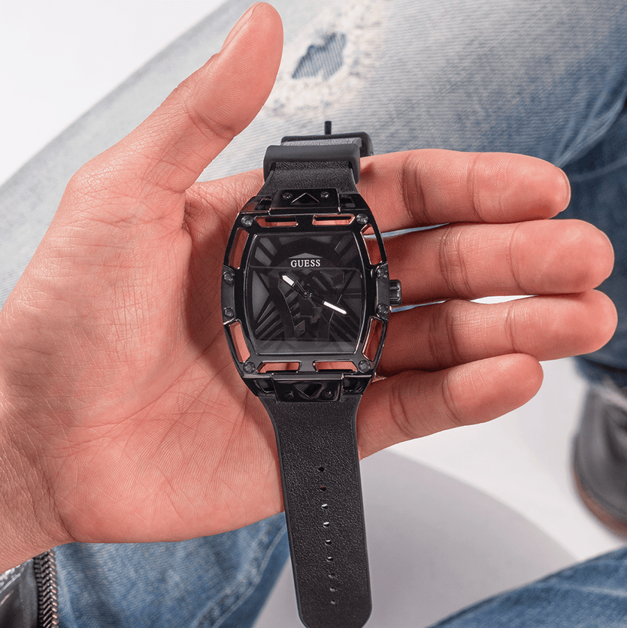 Guess Legend Black Dial Black Silicone Strap Watch For Men - GW0500G2