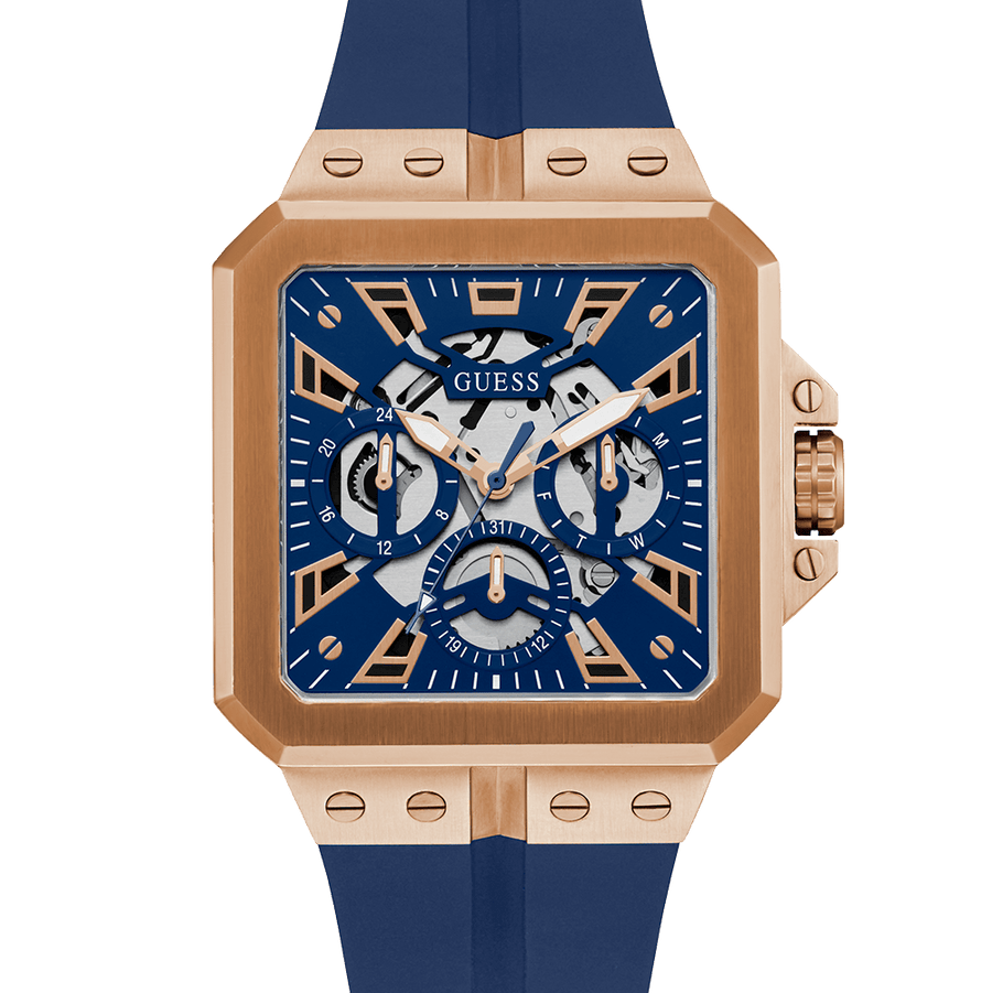 Guess Leo Chronograph Blue Dial Blue Silicone Strap Watch For Men - GW0637G3