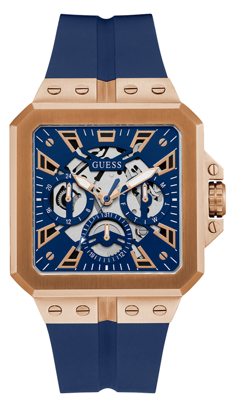 Guess Leo Chronograph Blue Dial Blue Silicone Strap Watch For Men - GW0637G3