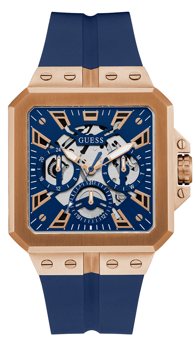 Guess Leo Chronograph Blue Dial Blue Silicone Strap Watch For Men - GW0637G3