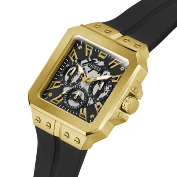 Guess Leo Multifunction Black Dial Black Silicone Strap Watch For Men - GW0637G2