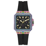 Guess Libra Black Dial Black Silicone Strap Watch For Women - GW0618L3