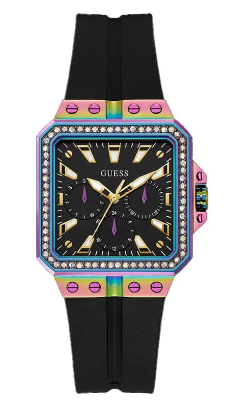 Guess Libra Black Dial Black Silicone Strap Watch For Women - GW0618L3