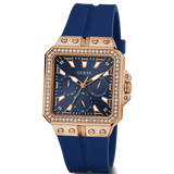 Guess Libra Crystals Blue Dial Blue Silicone Strap Watch For Women - GW0618L2