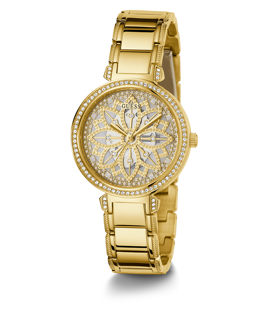 Guess Lily Quartz Gold Dial Gold Steel Strap Watch For Women - GW0528L2