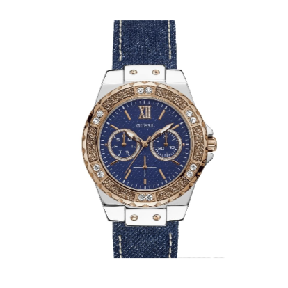 Guess Limelight Quartz Analog Blue Dial Blue Denim Strap Watch For Women - W0775l10