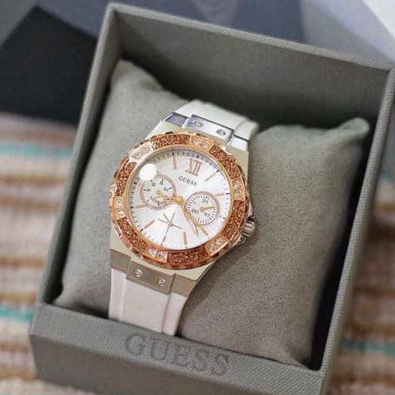 Guess Limelight White Dial White Rubber Strap Watch for Women - W1053L2