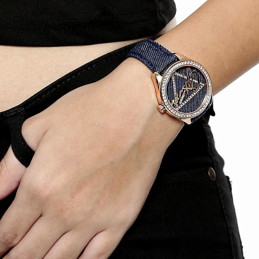Guess Little Flirt Quartz Blue Dial Blue Leather Strap Watch For Women - W0456L6