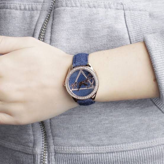 Guess Little Flirt Quartz Blue Dial Blue Leather Strap Watch For Women - W0456L6