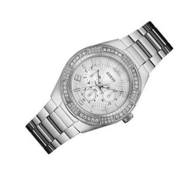 Guess Luna Diamonds Silver Dial Silver Steel Strap Watch for Women - W0729L1